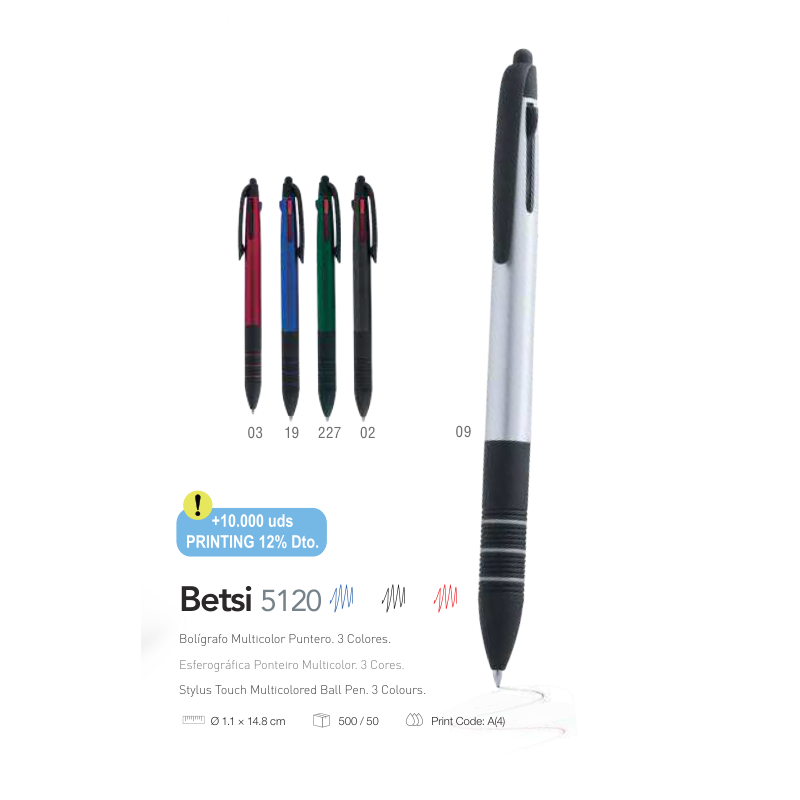 Esferográfica ponteiro multicolor Betsi