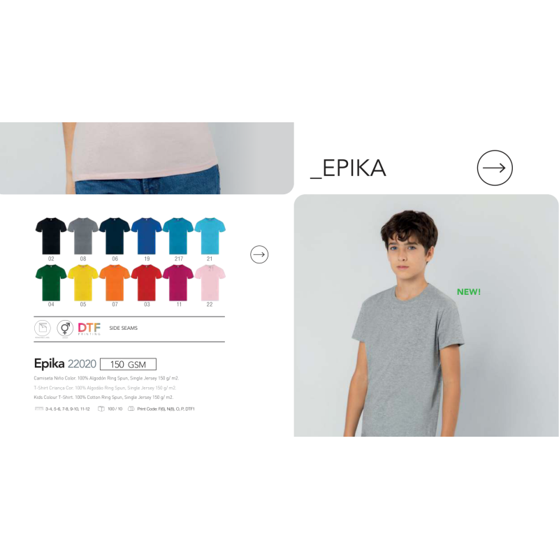 T-shirt criança cor Epika