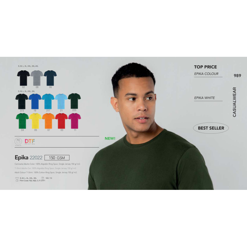 T-shirt adulto cor Epika
