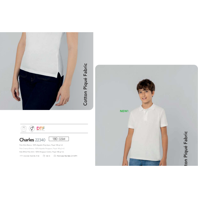 Polo criança branco Charles