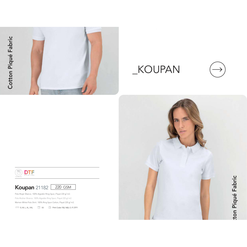Polo mulher branco Koupan
